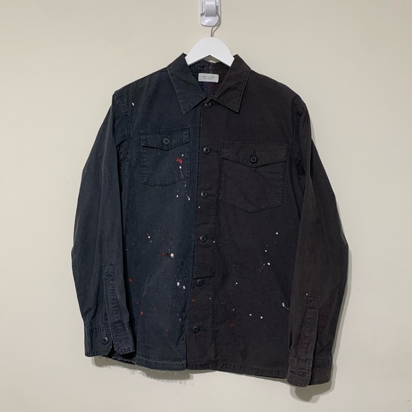 🔥 John Elliott Distorted Military Paint Splatter Shirt Washed Black - Picture 6 of 12